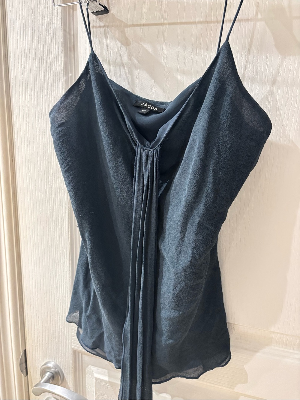 Jacob Silk Dark Navy Draped Spaghetti-Strap Cami